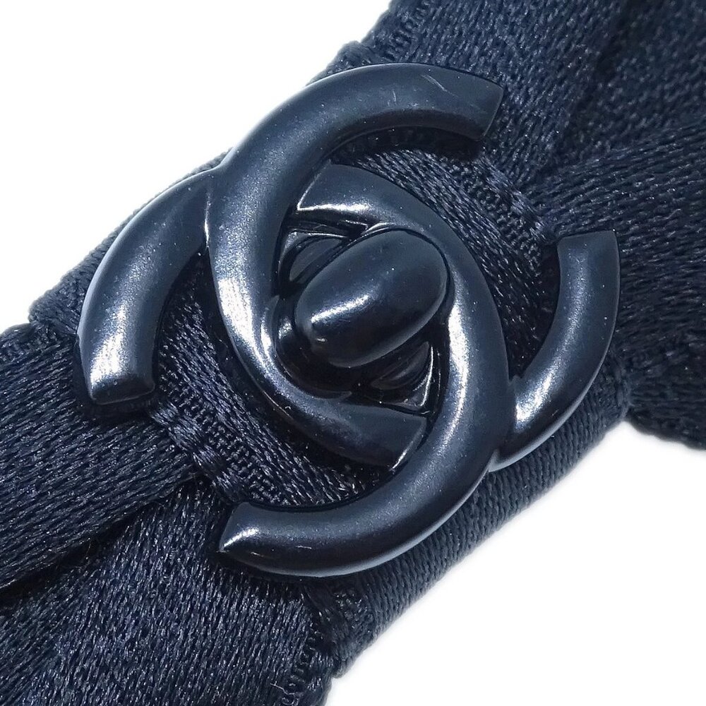 Chanel Turnlock Bow Satin Hair Barrette Black - Picture 6 of 8